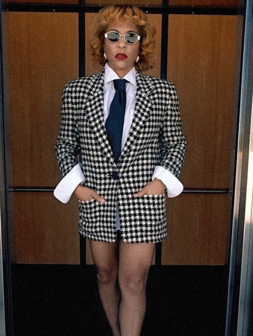 Rafaella Houndstooth Single-Button Blazer Jacket